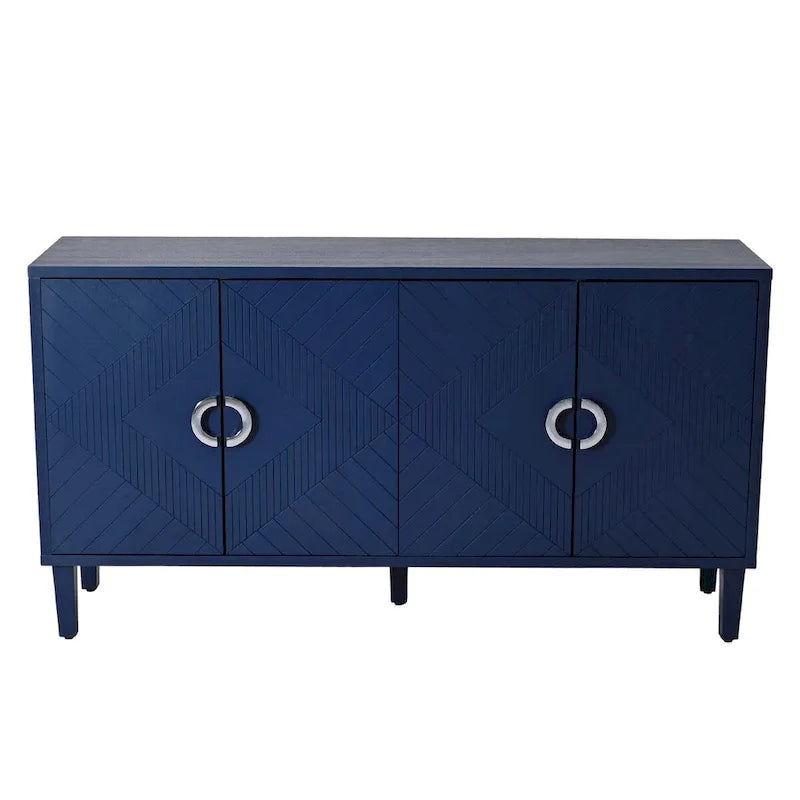 Buffet bahut élégant unique à 4 portes avec pieds en pin