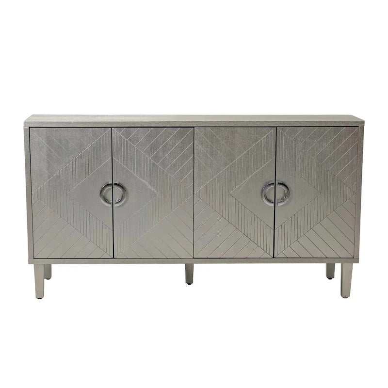Buffet bahut élégant unique à 4 portes avec pieds en pin