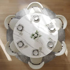 Table à manger ronde moderne pour salle à mangerPlateau en pierre blanc brillant,Piedestal en carbone couleur bronze