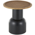 Table d'appoint ou de bout sur pied, en métal faite main avec plateau en rotin marron - Noir