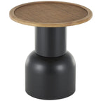 Table d'appoint ou de bout sur pied, en métal faite main avec plateau en rotin marron - Noir