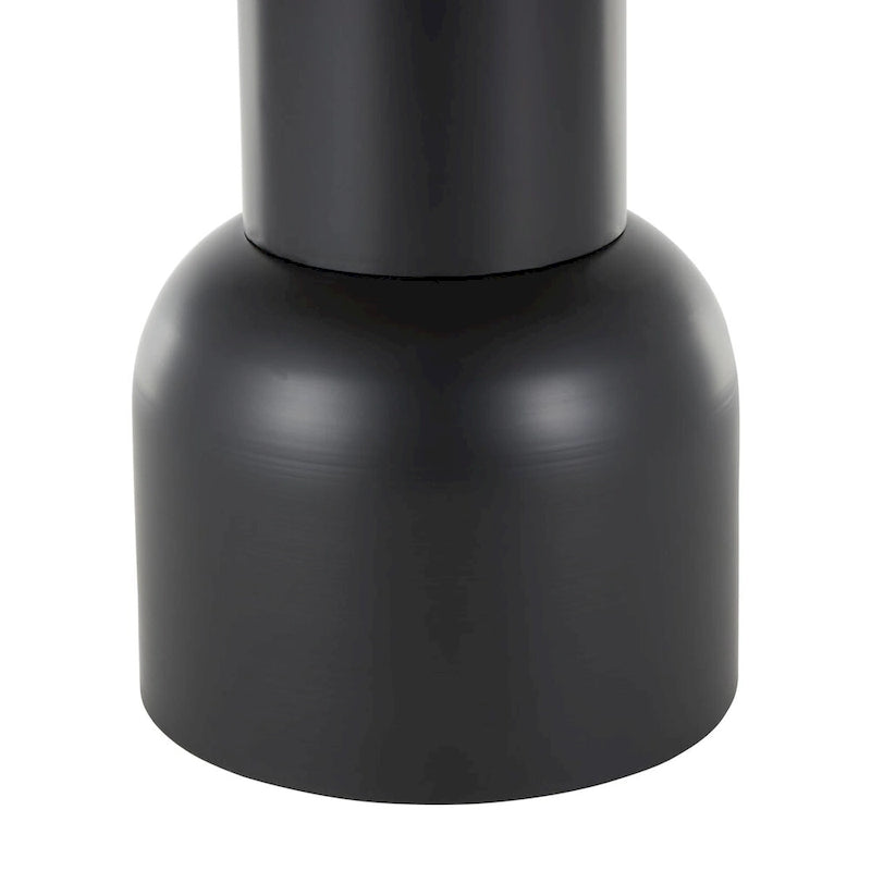 Table d'appoint ou de bout sur pied, en métal faite main avec plateau en rotin marron - Noir