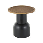 Table d'appoint ou de bout sur pied, en métal faite main avec plateau en rotin marron - Noir