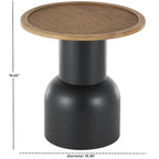 Table d'appoint ou de bout sur pied, en métal faite main avec plateau en rotin marron - Noir