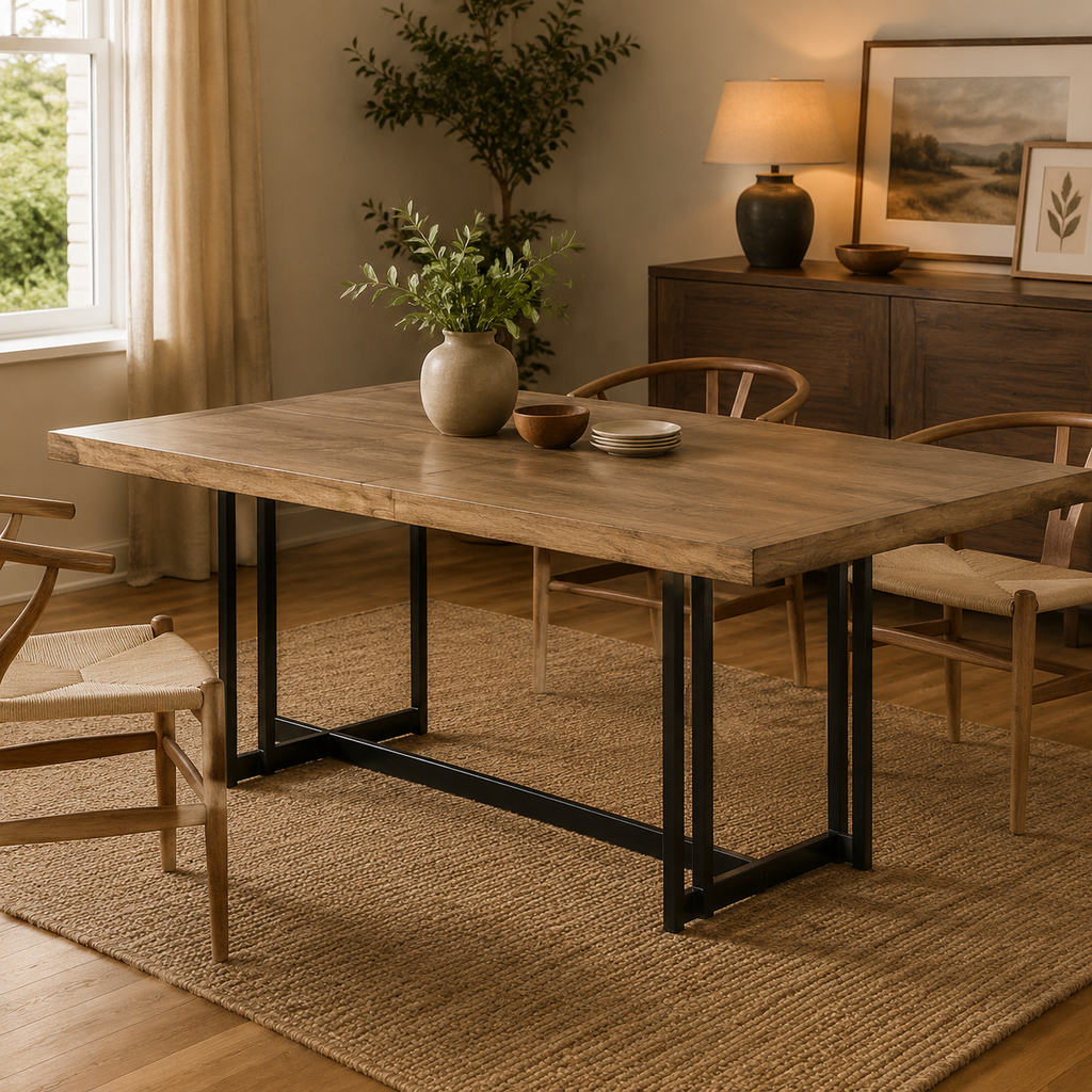 Table à manger Myka, Rallonge, Rectangulaire Bois Marron 203-249 cm
